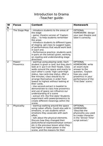 Comprehensive 12-week Drama Introduction Workbook