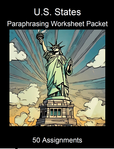 U.S. States Paraphrasing Worksheet Packet (50 Assignments)