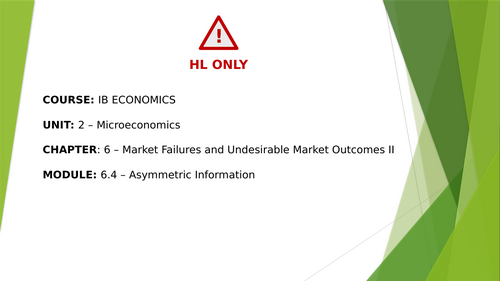 IBDP Economics 6.4: Asymmetric information (HL only)