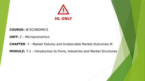 IBDP Economics 7.1 Introduction to firms, industries, and market structures HL