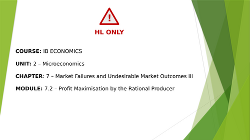 IBDP Economics 7.2: Profit maximization by the rational producer HL