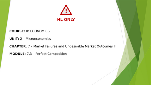 IBDP Economics 7.3: Perfect competition HL