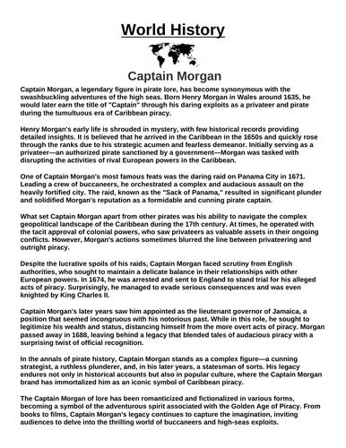 Captain Morgan “Article & Questions” Assignment