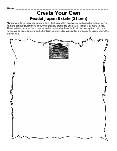 Feudal Japan Estate "Create Your Own Worksheet