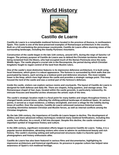 Castillo de Loarre “Article & Questions” Assignment