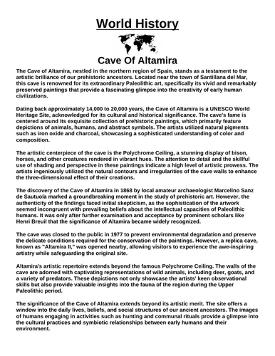 Cave Of Altamira “Article & Questions” Assignment