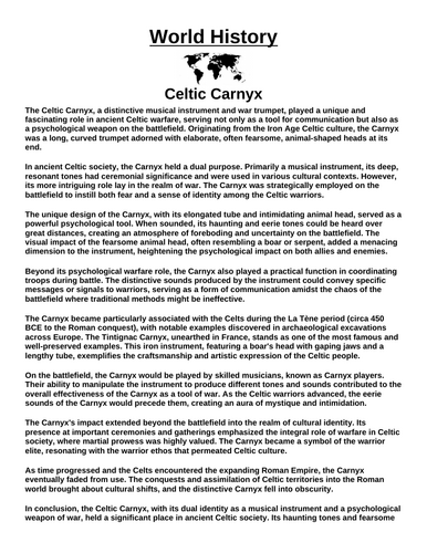 Celtic Carnyx “Article & Questions” Assignment