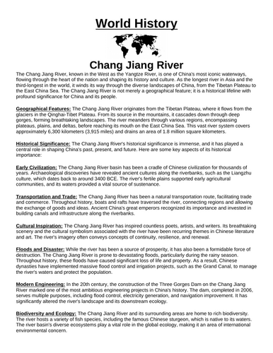 Chang Jiang River “Article & Questions” Assignment