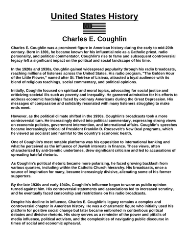 Charles E. Coughlin “Article & Questions” Assignment