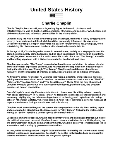 Charlie Chaplin “Article & Questions” Assignment