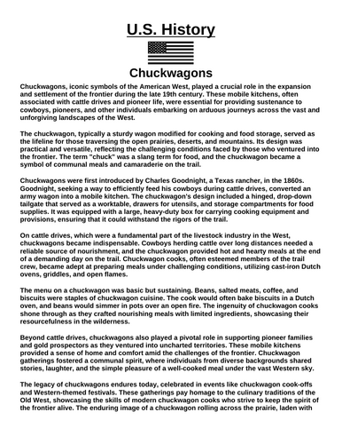 Chuckwagons “Article & Questions” Assignment