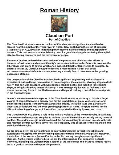 Claudian Port “Article & Questions” Assignment