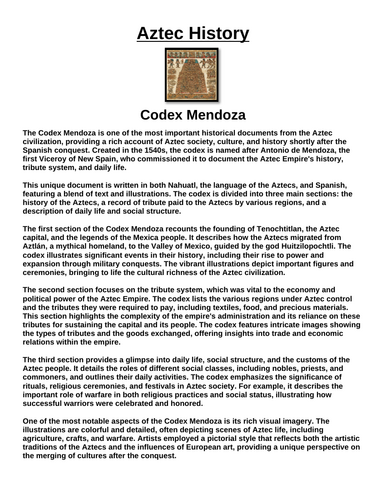 Codex Mendoza “Article & Questions” Assignment