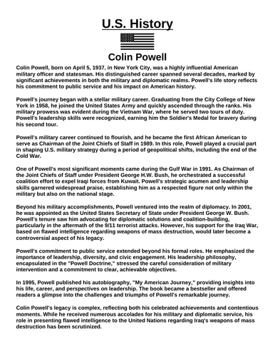 Colin Powell “Article & Questions” Assignment