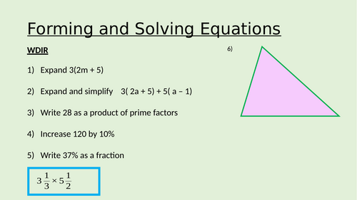 Forming and Solving Equations