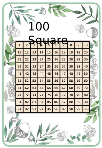 Dyslexia Friendly Botanical 100 Square