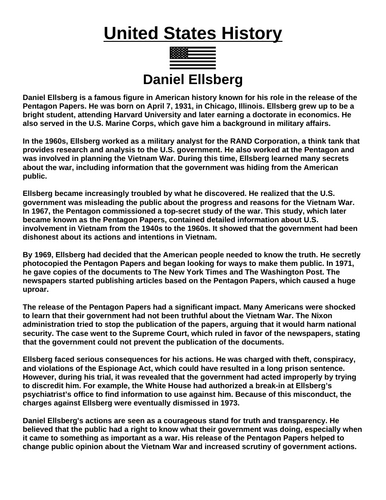 Daniel Ellsberg “Article & Questions” Assignment