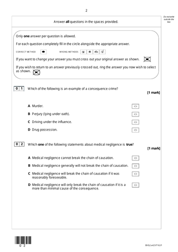 Actus Reus Multiple Choice Questions - Law Revision Quiz