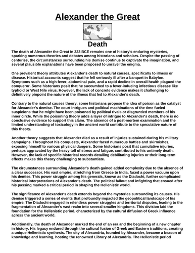 Death of Alexander the Great “Article & Questions” Assignment