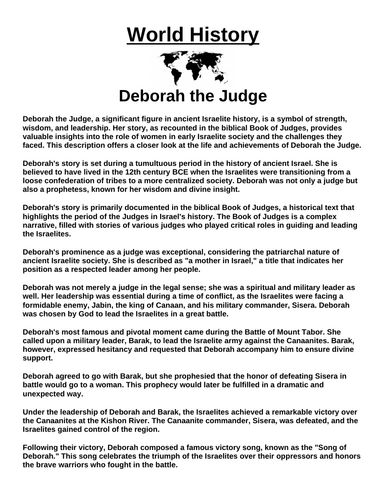 Deborah the Judge “Article & Questions” Assignment