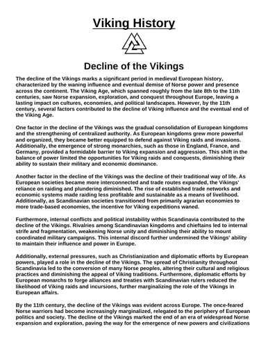 Decline of the Vikings  “Article & Questions” Assignment