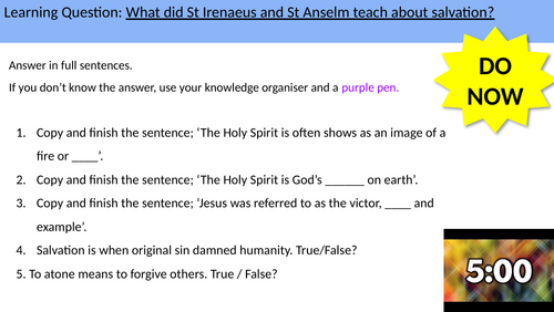 4.8 Redemption in the Bible 2. St Irenaeus & St Anselm. AQA B Catholic Christianity