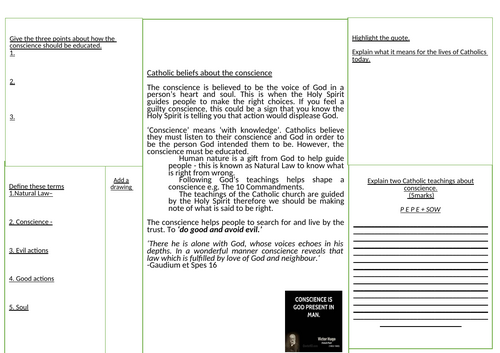 4.9 Importance of conscience for Christians. Redemption. AQA B  Catholic Christianity