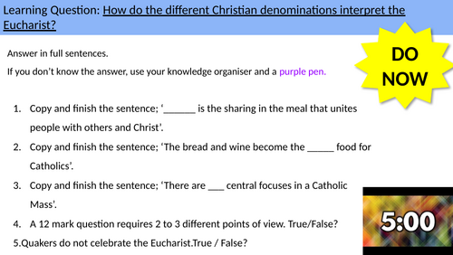 4.11 Different understandings of the Eucharist. Redemption. AQA B Catholic Christianity