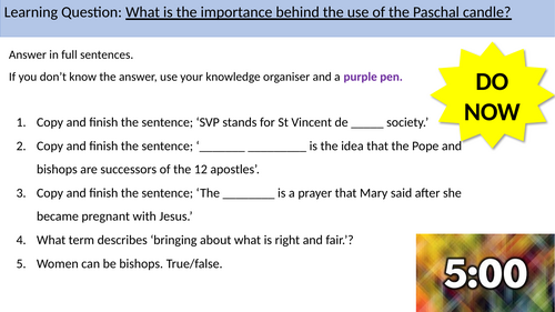 6.6 Paschal Candle. Eschatology. AQA B Catholic Christianity