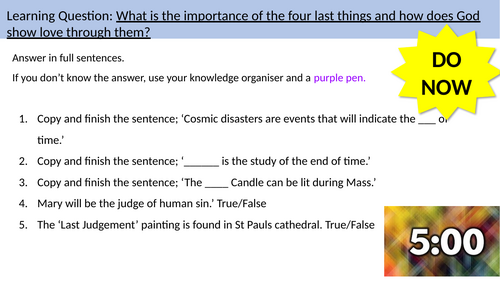 6.5 The Four Last Things. Eschatology. AQA B Catholic Christianity