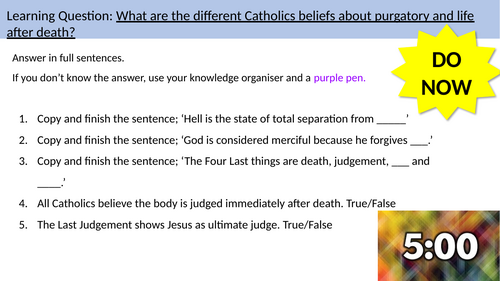 6.6 Purgatory and Judgement. Eschatology. AQA B Catholic Christianity