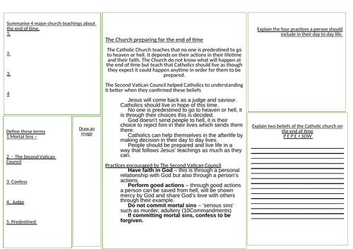 6.9 The Church's teachings on the end of time. Eschatology. AQA B Catholic Christianity