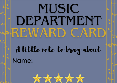 Music Department Reward Card