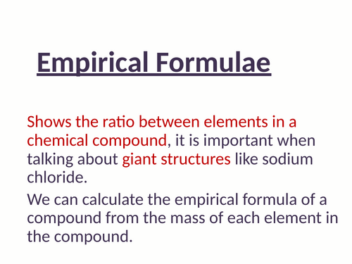 Empirical formula and molecular formula