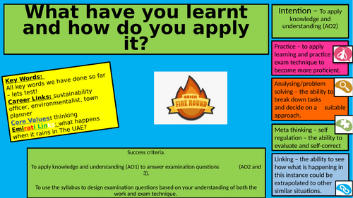 AQA A Level Geography Carbon and Water - Water - practice question - observation standard