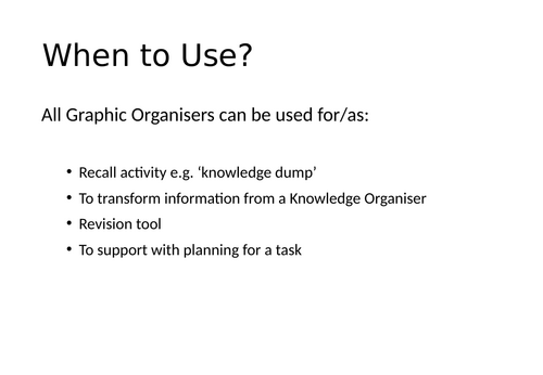 Graphic Organisers (Templates, Examples and Explanations)