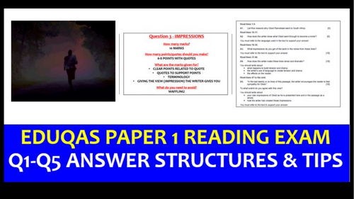 EDUQAS PAPER 1 - Answer structures and tips Q1-Q5 - GCSE English Language