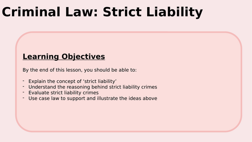 Strict Liability Lesson PowerPoint - Law Lesson