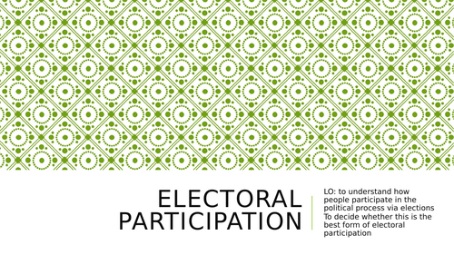 Edexcel A Level Politics - UK - Democracy and Participation - Electoral participation