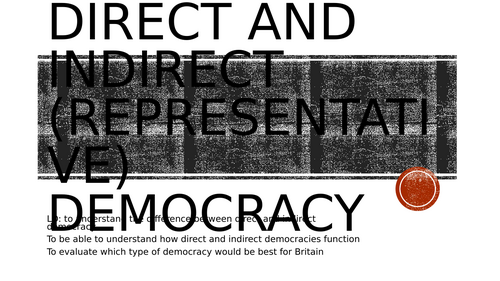 Edexcel A Level Politics - UK - Democracy and Participation - Direct and Indirect democracy