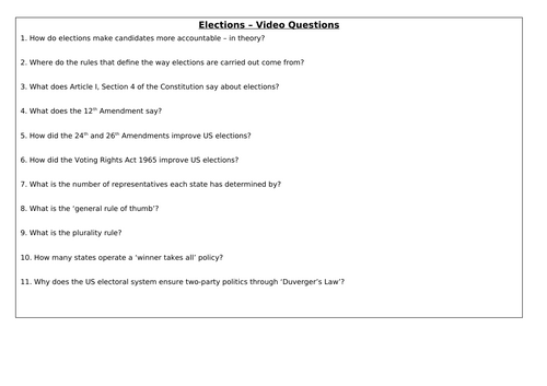 Edexcel A Level Gov and Politics - USA _ Democracy and participation - How do elections work?