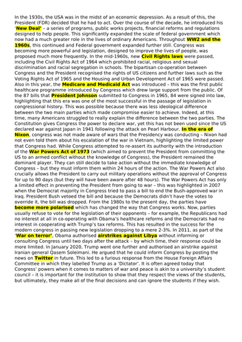 Edexcel A Level Gov and Politics - USA - Congress - Changing roles of congress