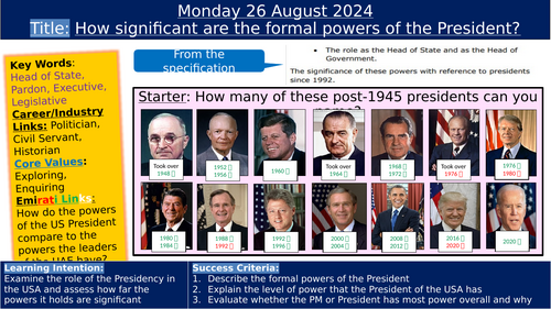 Edexcel A Level Gov and Politics - USA - Presidency - Powers of the President