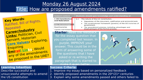 Edexcel A Level Gov and Politics - USA - Constitution - Amendments Ratification