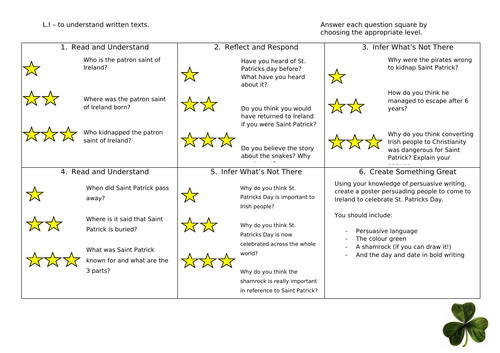 St. Patricks Day  comprehension