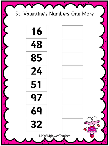 St. Valentines Day One more, one less (1-100) KS1 Maths