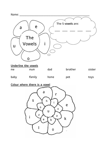 ks1  Vowel Worksheet