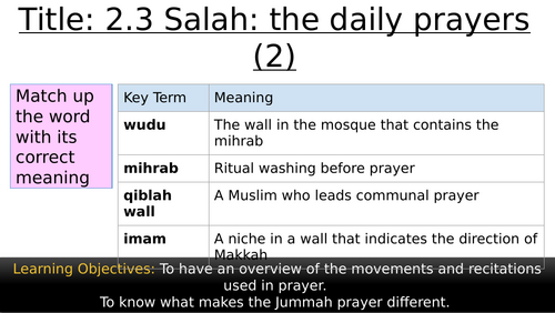 AQA GCSE Religious Studies A Islam: 2.3 Salah the daily prayers (2)