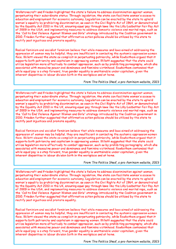 AQA Politics 7152/3 - feminism and the state