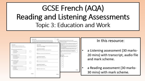 Assessments- Topic3: Education and Work- GCSE French